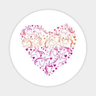 Neon Unicorns Heart Magnet